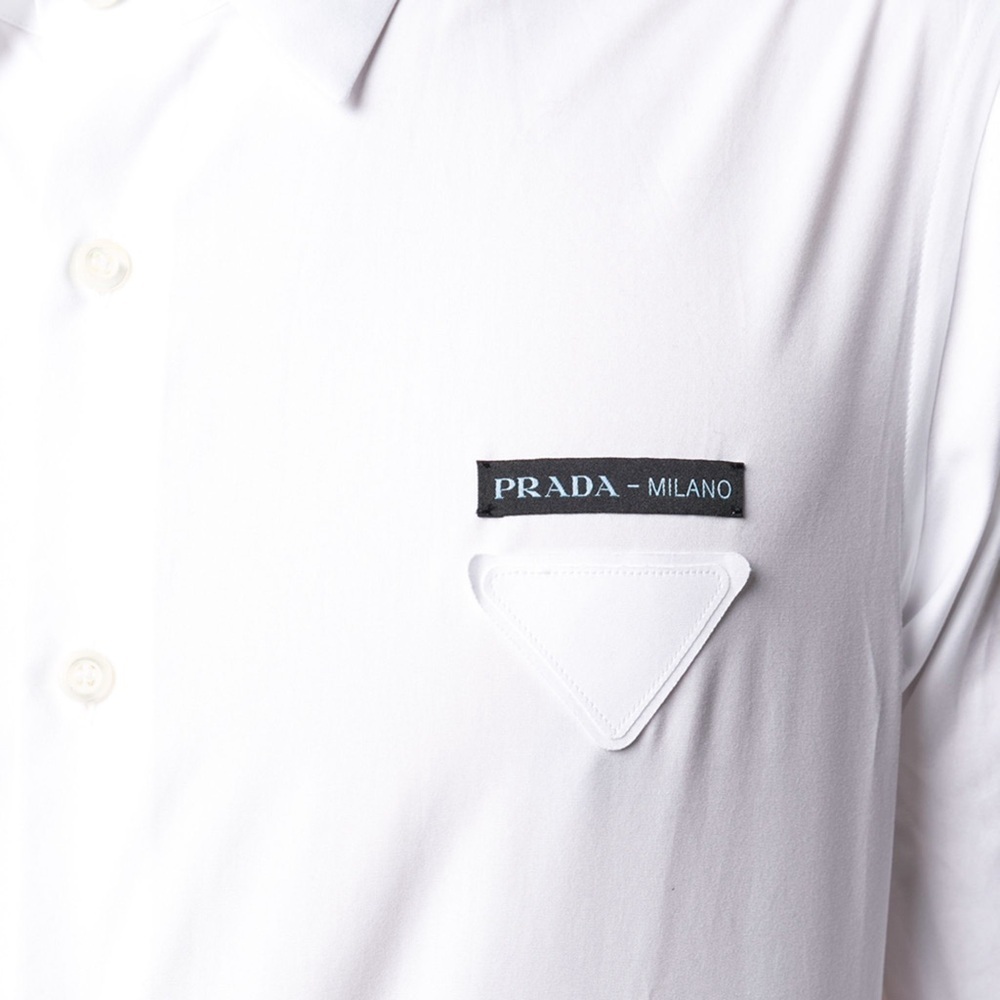 Prada Triangle Logo Patch Button-Down Shirt Size M - image 3